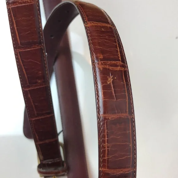 Brighton Men’s Croc Embossed Calfskin on Glove Leather Belt - Picture 11 of 13